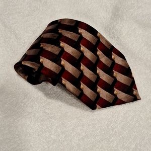 Joseph & Feiss International #54 Diagonal  Red/Tan Rectangle Abstract With Black